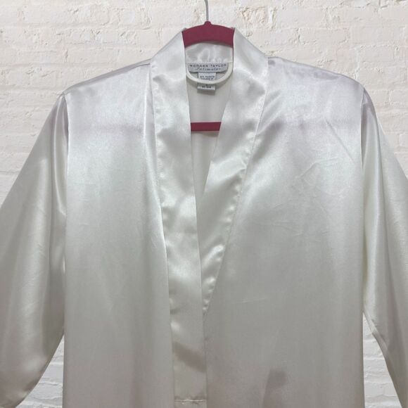 Morgan Taylor Vintage Ivory Bridal Robe S Long Satin - Picture 4 of 16